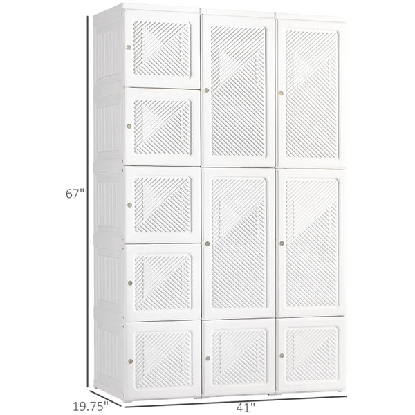 English Elm Entryway Freestanding Wardrobe with Magnetic Doors Rigid Pp Abs Portable Closet T3971P469868