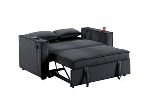 English Elm Modern Corduroy Convertible Sleeper Sofa with Usb Ports and Built-in Cupholders B011S02177