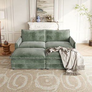English Elm Corduroy 2-Seater Cloud Sofa With Movable Ottomans - Luxurious Comfort For Your Living Room W834S00440