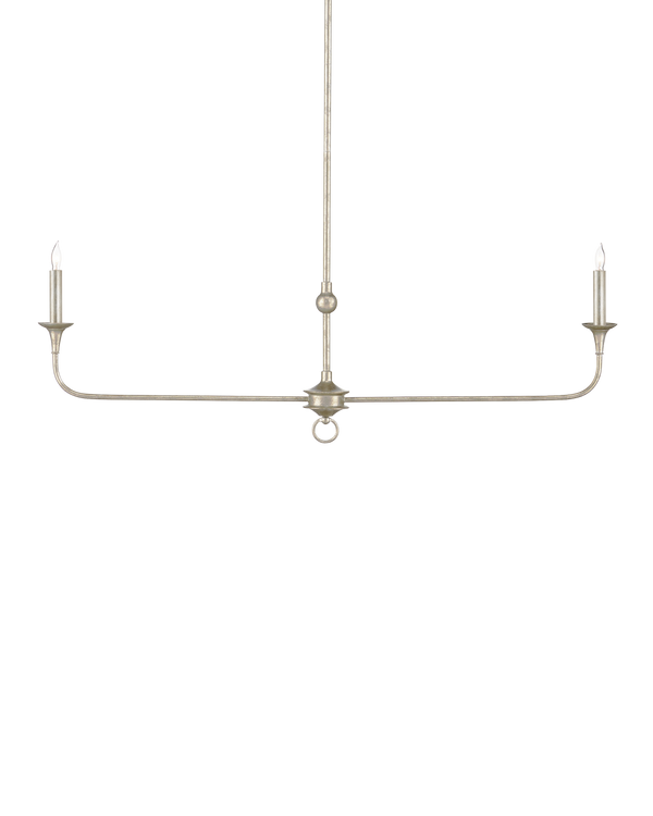 Currey & Company Nottaway Linear Champagne Chandelier - Elegant Design, Adjustable Height, Perfect For Dining & Kitchen Silver Wrought Iron 9000-1312-currey-company