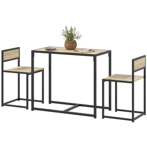 English Elm Homcom Industrial 3 Piece Dining Set Steel Legs Mdf Top Compact Kitchen Seating Oak W2225P229083
