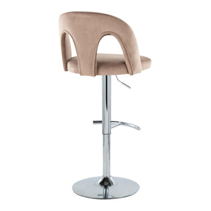 English Elm Adjustable Velvet Swivel Barstools with Chrome Base for Kitchen Islands Set of 2 B202S01960