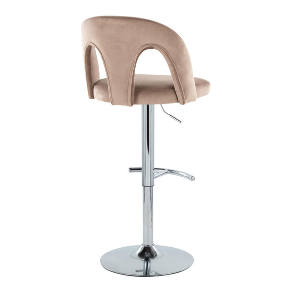English Elm Adjustable Velvet Swivel Barstools with Chrome Base for Kitchen Islands Set of 2 B202S01960