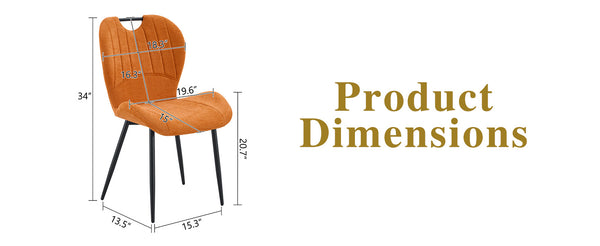 English Elm Set of 4 Olive Fabric Dining Chairs Ergonomic Cushion Black Steel Frame Modern Black+Orange W1151P454882