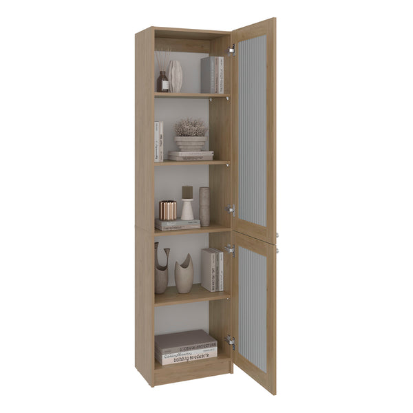 English Elm White Five Shelf Bookcase Slim Floor to Ceiling Open Storage Unit for Living Room B062P486467