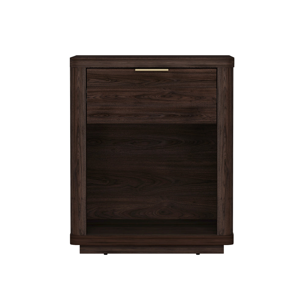 English Elm Evelyn 20" Modern Nightstand In Brown - Stylish Storage Solution With Drawer & Open Shelf Space B365P398526