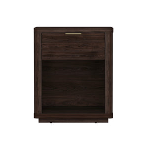 English Elm Evelyn 20" Modern Nightstand In Brown - Stylish Storage Solution With Drawer & Open Shelf Space B365P398526