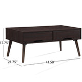 Christopher Knight Home® - Noble House - Noemi Mid Century Modern Walnut Finished Fiberboard Coffee Table