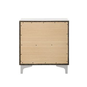 English Elm 2 Drawer Nightstand with Metal Legs White Finish — Sleek Modern Bedside Storage, Compact 2-Drawer Design for Small Spaces and Stylish Organization B016P316022