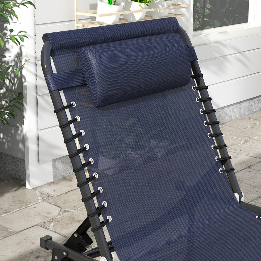 English Elm Outsunny Folding Chaise Lounge Chair - Adjustable 4-Position Poolside Relaxation With Breathable Mesh Seat W2225P229492-GIGA