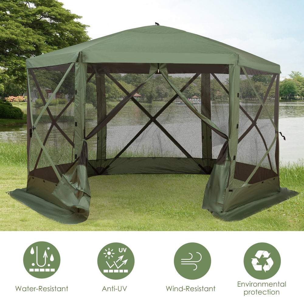 English Elm Hexagon Pop up Gazebo Tent with Uv Protection Waterproof Canopy for Outdoor Gatherings T3971P386692