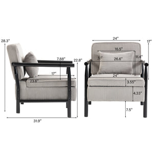 English Elm Storage Accent Chair Mid Century Wood Frame Upholstered Seat with Lumbar Cushion Antique Grey W2530P401448