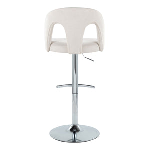 English Elm Adjustable Swivel Barstools Set of 2 White Fabric Padded Seats Chrome Base B202S01953