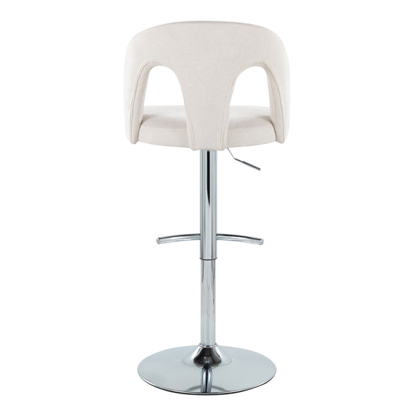 English Elm Adjustable Swivel Barstools Set of 2 White Fabric Padded Seats Chrome Base B202S01953
