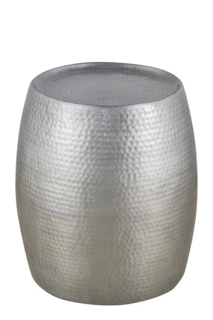 English Elm ET501 Hand-Hammered Drum End Table 21" Height — Textured Aluminum Accent Nightstand with Luxe Finish Silver B009P298419