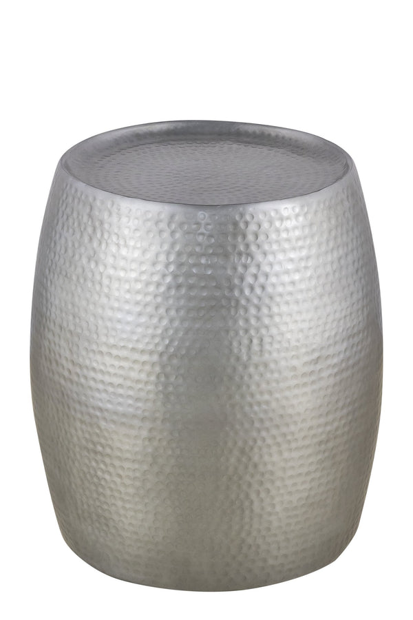 English Elm ET501 Hand-Hammered Drum End Table 21" Height — Textured Aluminum Accent Nightstand with Luxe Finish Silver B009P298419