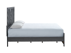 English Elm Rustica Queen Panel Bed Gray Finish Architectural Trim Overlay Modern Bedroom Frame B078S00656