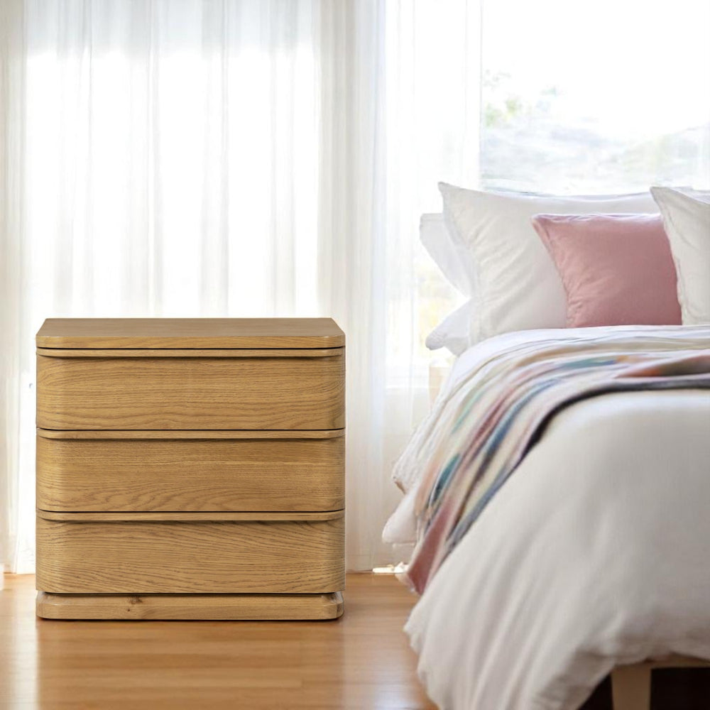 English Elm Zoey Wire-brushed White Oak Veneer Nightstand with Smooth Drawer for Modern Bedrooms B2756P504967