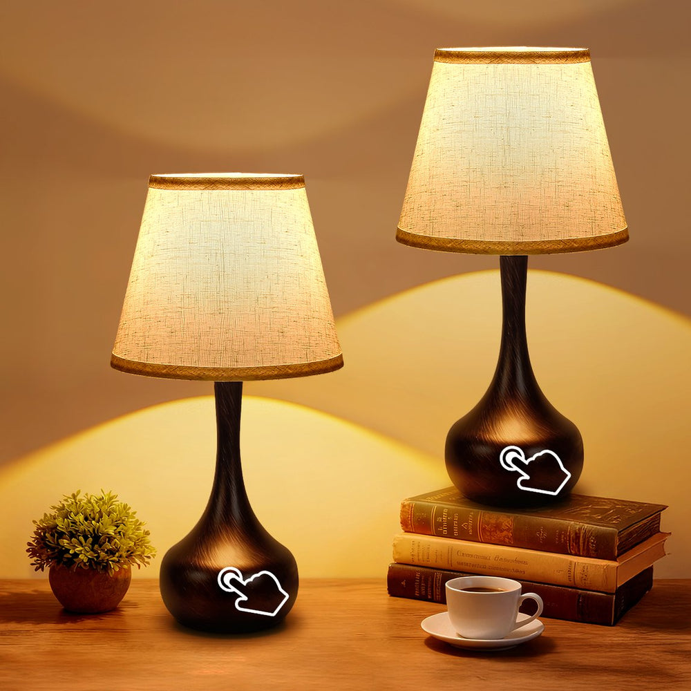 English Elm Touch Apple Table Lamps Set of 2 — 3‑Way Dimmable Bedside Nightstand Lamps with LED Bulbs Included for Bedroom, Desk, Living Room W2312P389969