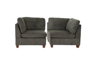 English Elm Modular 2-Piece Soft Gray Chenille Set - Versatile Seating For Stylish Living Room Configurations B089S00002