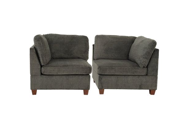English Elm Modular 2-Piece Soft Gray Chenille Set - Versatile Seating For Stylish Living Room Configurations B089S00002
