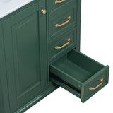 English Elm 30" Bathroom Vanity With Sink, One Package, Green Bathroom Cabinet With Drawers, Solid Frame and Mdf Board