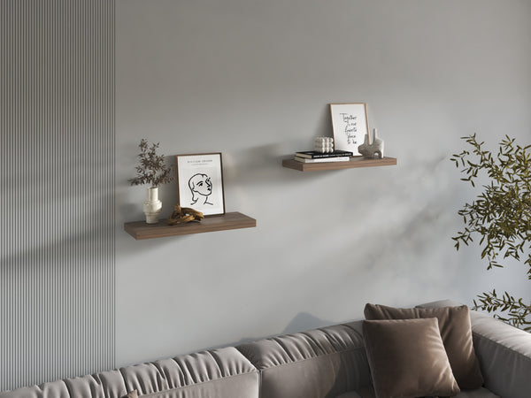 English Elm Floating Shelves - Elegant Mahogany Finish, Space-Saving Design, Perfect For Modern Home Décor B097P250920