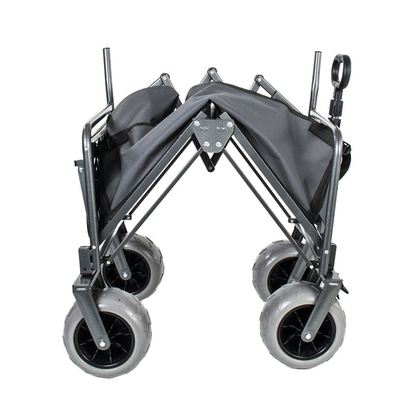 English Elm 3-in-1 Collapsible Wagon with Folding Tabletop Cup Holders All Terrain Beach Camping Gray W2932P421327