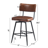 Christopher Knight Home® - Noble House - - 26''Retro Swivel Counter Stools Set Of 2,Brown Counter Stools With Iron Frame,Pu Sponge Cushion,Footrest,Suitable For Kitchen/Bedroom/Dining Room.