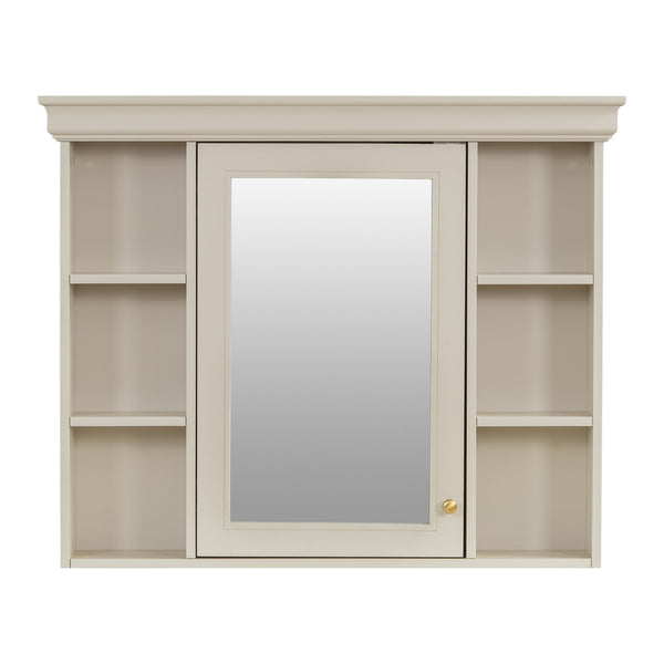 English Elm 36'' Modern Bathroom Vanity with Ceramic Sink and Medicine Cabinet, Solid Wood Frame, 4 Drawers, Waterproof Finish Beige SW000138AAY-1