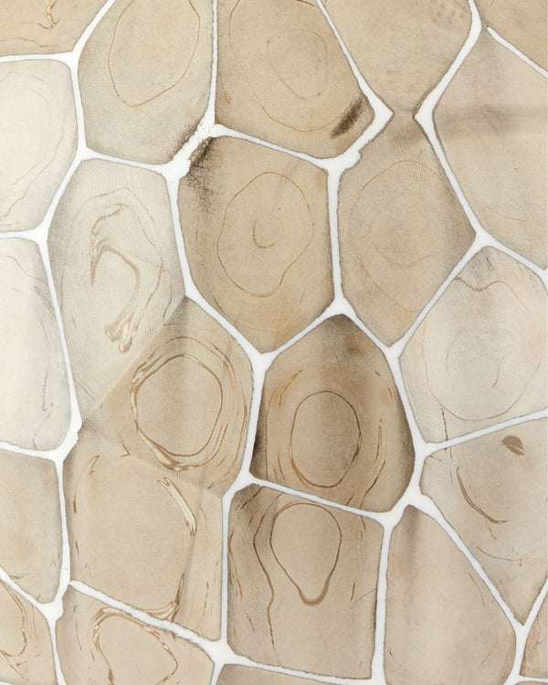 Currey & Company Runnell Decorative Glass Vase Set Of 2 - Handcrafted Marbled White Design With Unique Mosaic Effect Ivory Glass 1200-1032-currey-company