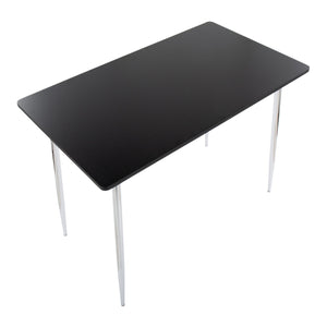 English Elm Marcel Contemporary Counter Table - Sleek Chrome Metal & Black Wood Design For Modern Spaces B202P223373