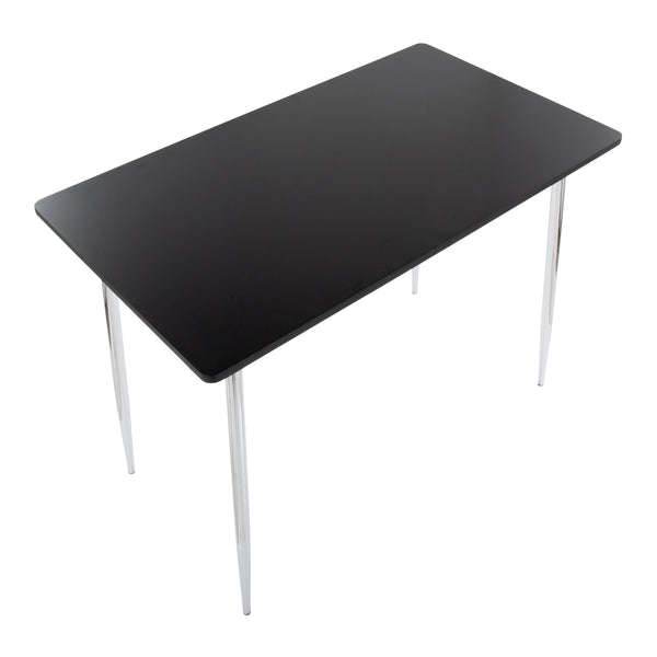 English Elm Marcel Contemporary Counter Table - Sleek Chrome Metal & Black Wood Design For Modern Spaces B202P223373