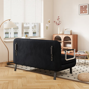 English Elm velvet 55″ Convertible Chair Bed with Adjustable Backrest & Pillow, Tri-Fold Sleeper Sofa, Steel Frame Lounge for Home Office Comfort W1767P192807