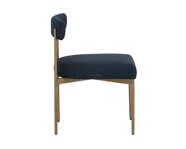 Sunpan Seneca Dining Chair Set of 2 - Modern Open Back Design with Stylish Steel Frame for Contemporary Homes Antique Brass / Arena Navy