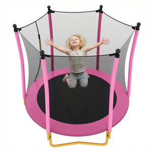 English Elm [without Basketball Hoop] 5.5 Ft Kids Trampoline with Safety Net and Foam Padded Poles Pink N739P443065H