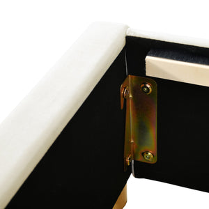 English Elm Full Upholstered Platform Bed with Velvet Headboard, Dual USB Outlets, Built-In Pillows & Shelves Beige WF324744AAA