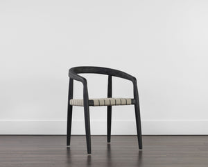 Sunpan Cayman Stylish Dining Armchair - Durable Teak Frame with Eco-Friendly Italian Strap for Outdoor Comfort