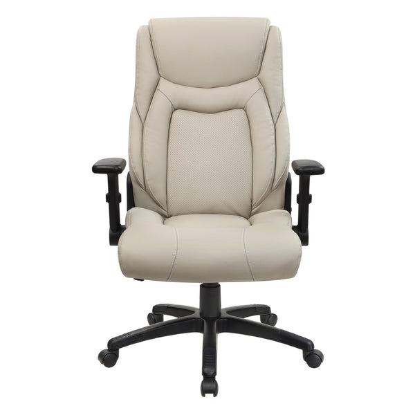 OSP Home Furnishings Exec High Back Bonded Leather Office Chair with Lumbar Support and Pneumatic Lift Taupe EC93580-EC21