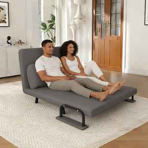 English Elm 46" Wide Corduroy Sleeper Sofa Bed Convertible Folding Chair for Two with Adjustable Backrest Grey W2700P431034