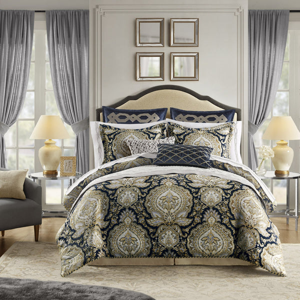 JLA Home Croscill Classics - 3 Neoclassical Quilt Set with Matte-Satin Finish and Engineered Embroidered Frame for Elegant Layering Grey CCL13-0018
