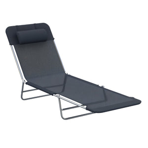 English Elm Sun Lounger Outdoor Folding Chaise with Mesh Surface Steel Frame and Adjustable Backrest T3971P383009