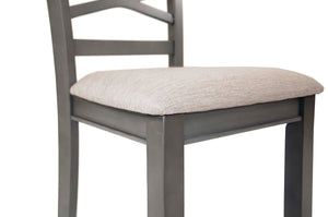 English Elm 6 6-Pcs Dining Set Rustic Gray Rectangular Table with Bench & 4 Padded Ladder-Back Chairs for Cozy Meals B089S00178