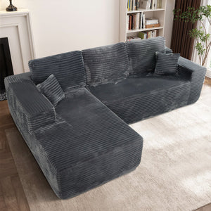 English Elm Cloud Sectional Couch - Modern L-Shaped Chaise, Plush Corduroy Sofa For Effortless Comfort & Style W3975S00004