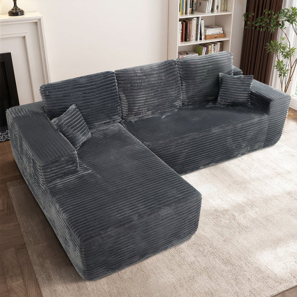English Elm Cloud Sectional Couch - Modern L-Shaped Chaise, Plush Corduroy Sofa For Effortless Comfort & Style W3975S00004