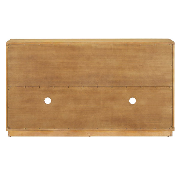 English Elm Trexm Arched Glass Door Buffet Sideboard Oak Veneer Storage Cabinet for Dining Room Natural Wood XW000021AAE-2026