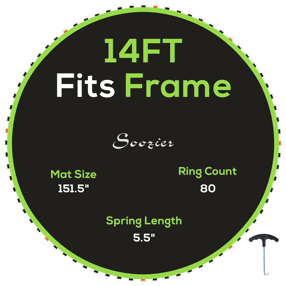 English Elm Soozier 14 Foot Round Trampoline Replacement Mat Uv Polypropylene 80 V-rings W2225P200525