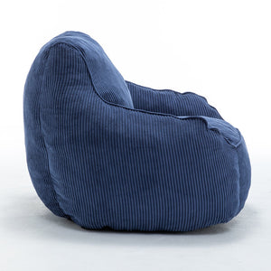 English Elm Giant Corduroy Bean Bag Sofa with Armrests Foam Filled Cozy Adult Lounge Chair Dark Blue W2200P442801