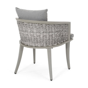 English Elm Christopher Knight Home® - PEBBLE Chair Gray PE Rattan Lounge with Iron Frame and Waterproof Cushion — Stylish Compact 30x18.6" 67847.00GRY