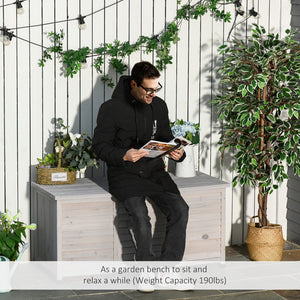 English Elm Outsunny 75 Gallon Weather-Resistant Wooden Deck Box With Aeration & Bench Functionality, Grey W2225P200871-GIGA